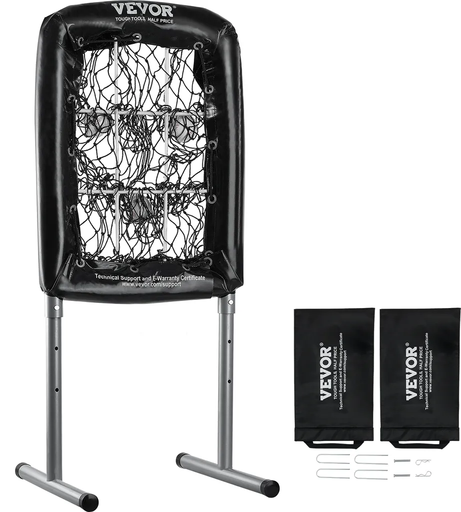 Filet de Pitching VEVOR 9 Trous Réglable pour Baseball et Softball Noir
