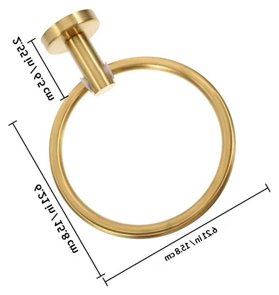 Handtuchring aus gebürstetem Edelstahl in Gold mit Schrauben für die Wandmontage