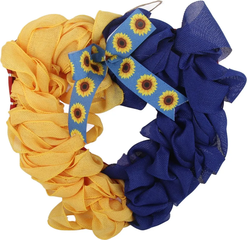 Couronne de Fleurs Ukraine Durable : Déco de Porte sans Entretien - 5