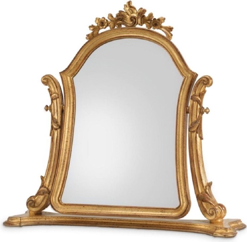 Casa Padrino Luxus Barock Tischspiegel Antik Gold - Handgefertigter Barockstil Bronze Schminkspiegel - Kosmetikspiegel - Barock Deko Accessoires - ...