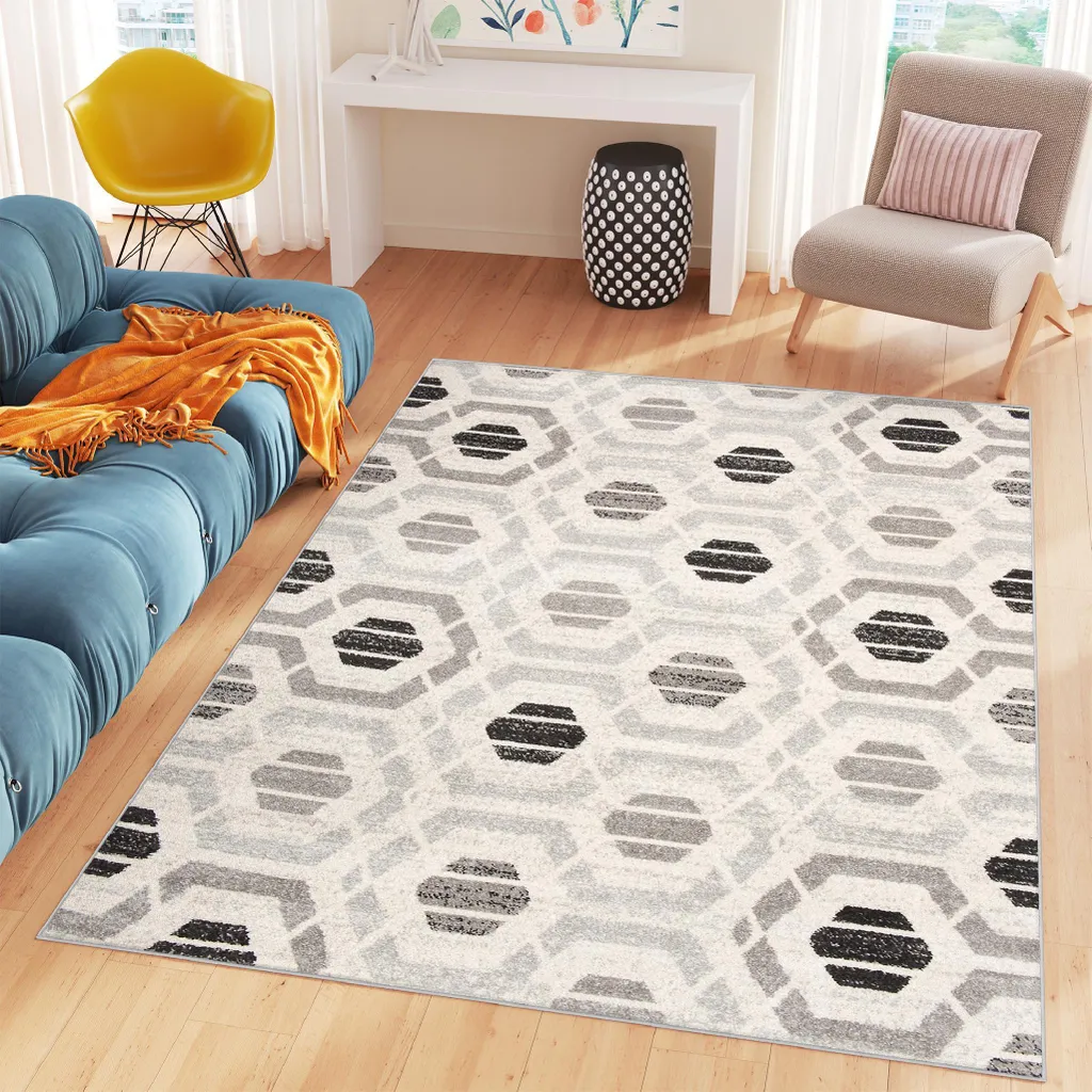 Tapis à poils courts gris 140x200 cm pour salon et chambre moderne