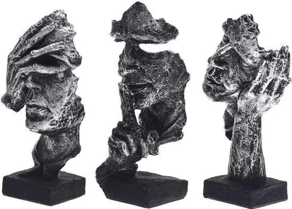 Décoration sculpturale moderne argent 3 pièces pour intérieur élégant