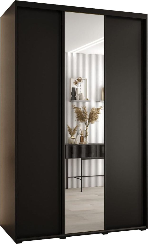 MEBLE KRYSPOL Davos 3 Schrank, drei Türen - 235,2x150x60 cm - Schwarz Schwarz Schwarz