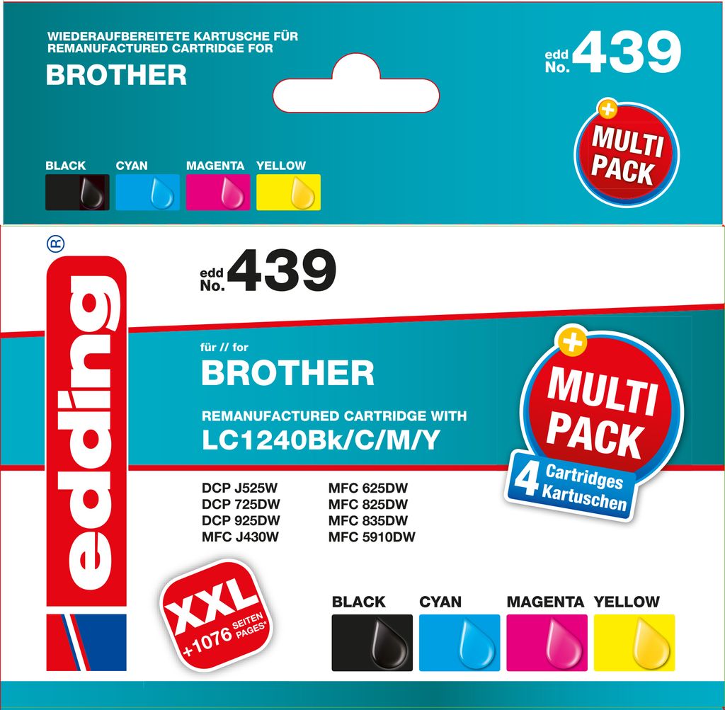 EDDING Multipack 4 Brother LC1240 - reman