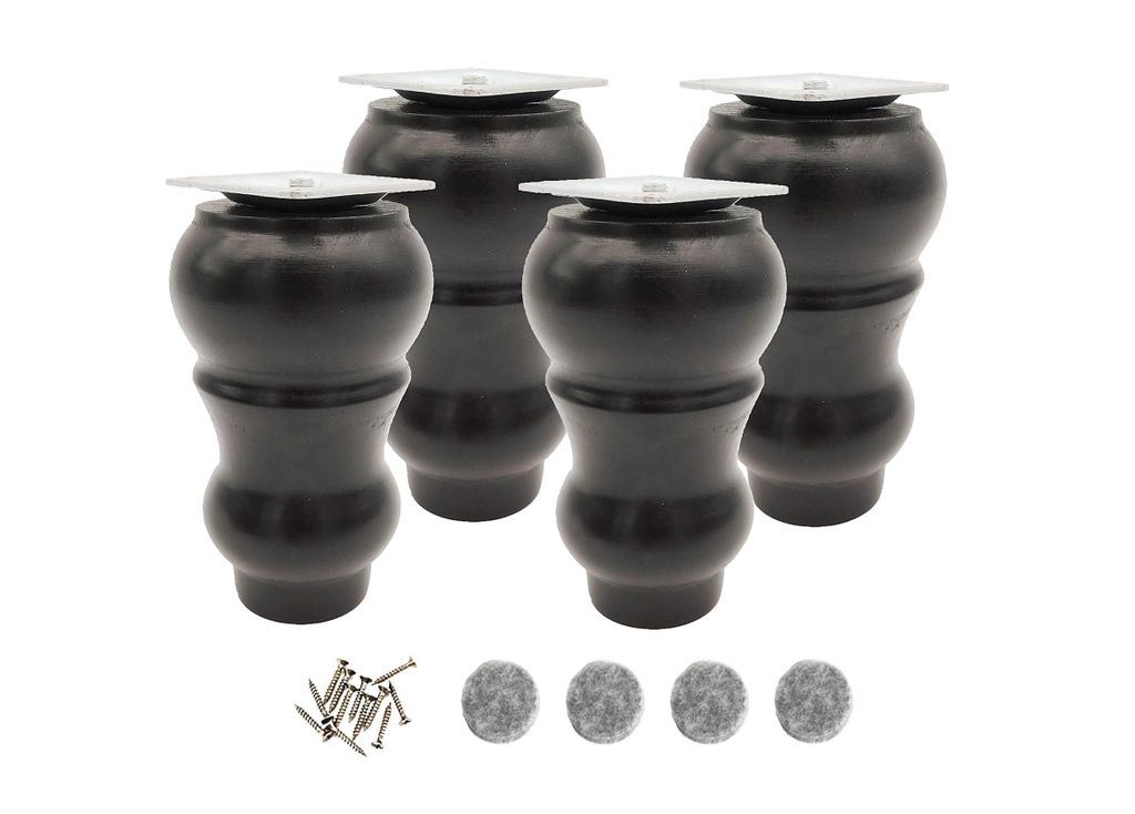 Dřevěná noha k nábytku, soustružená, sudová, 12 cm, černý Obrázek produktu 