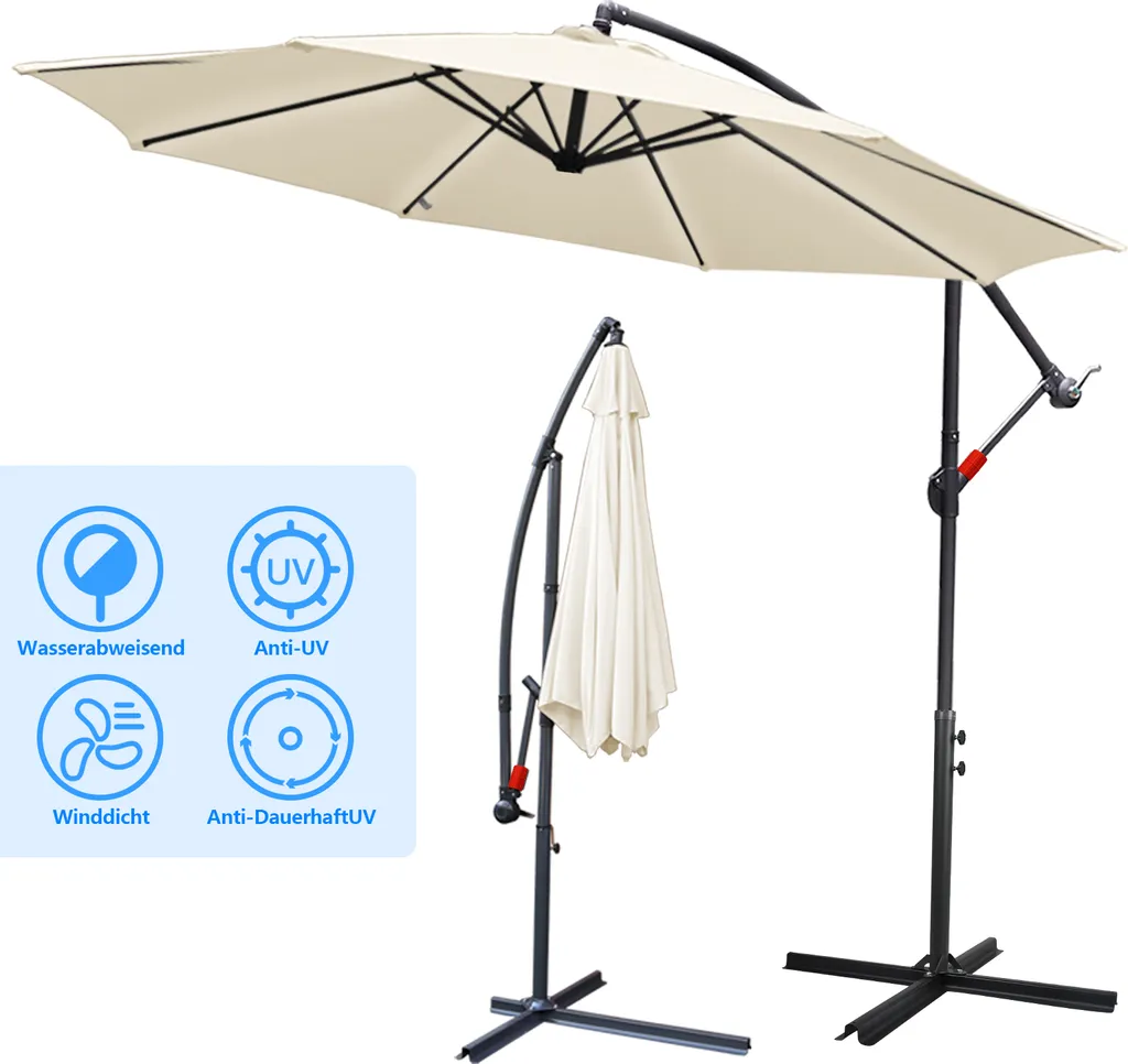 Ombrellone Yakimz 300cm Beige: Protezione UV30+ e Design per Esterni