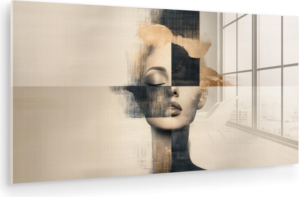 MuchoWow Glasbilder - Bilder auf Wandbild - Foto auf Glas Gold - Frau - Rechtecke 80x40 cm Wanddekoration aus Glas - Acrylglasbild - Acrylbilder - ...