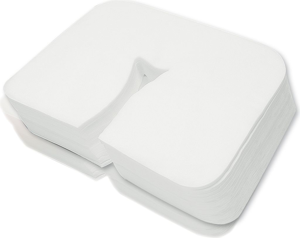 Massageliegen-Gesichtsauflagen aus Spunlace 60 gsm Weiß, 350 x 280 mm, 100 Stück