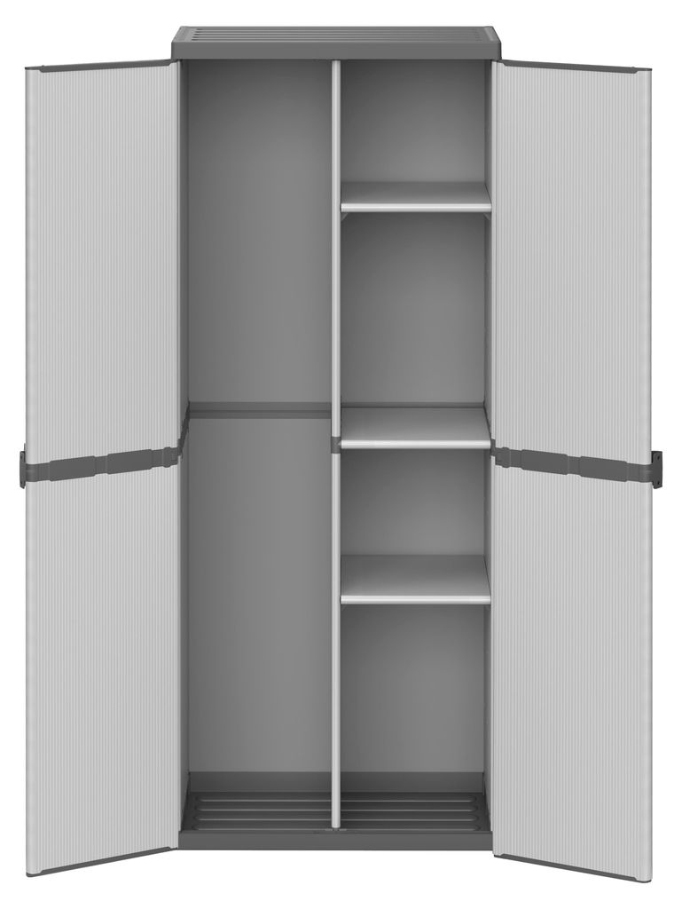 Armoire porte-balais en résine 2 portes, étagères réglables Image du produit 