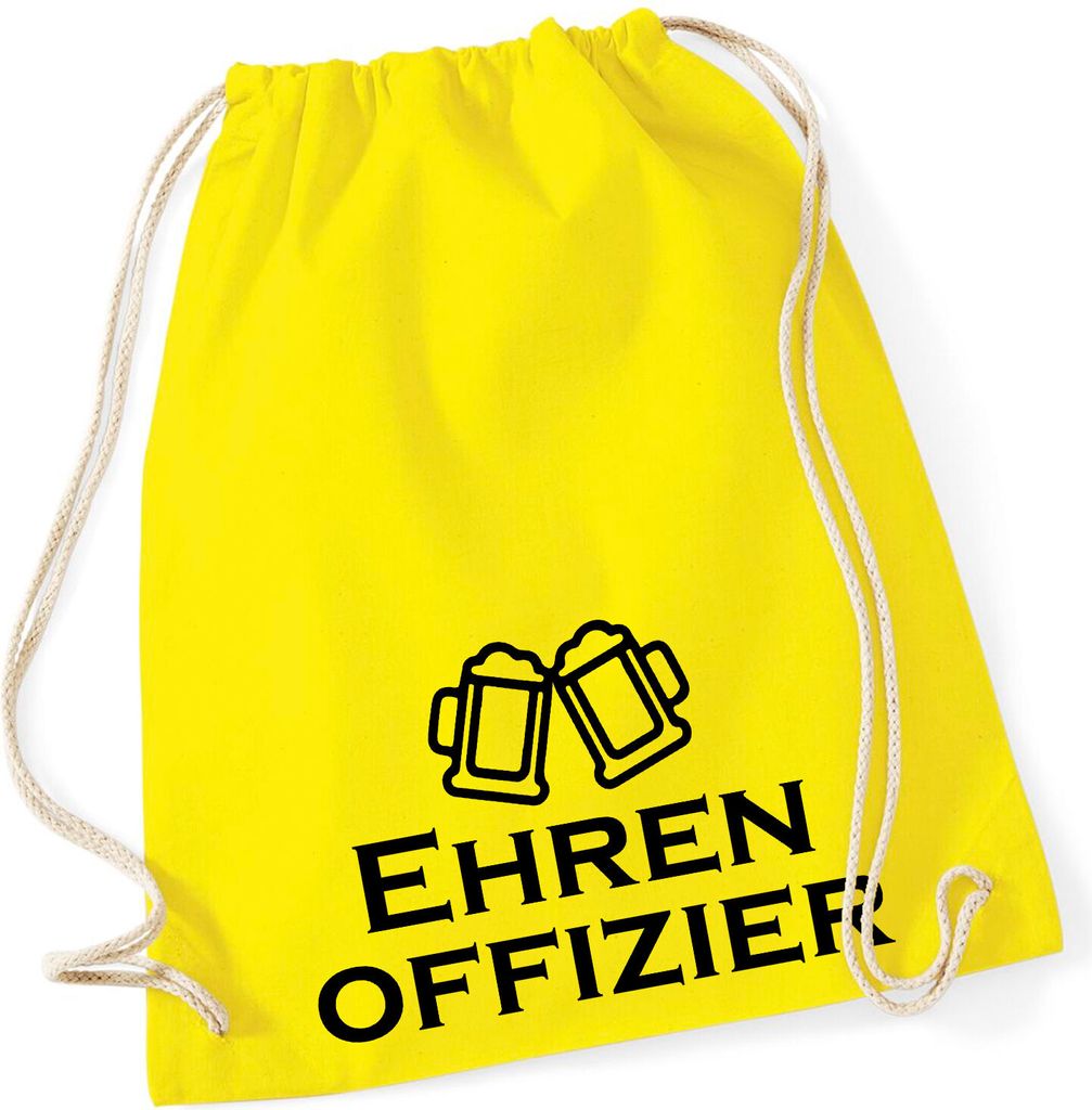 Huuraa Turnbeutel Ehrenoffizier Schützenfest 12 Liter Yellow Baumwolle Rucksack Geschenkidee