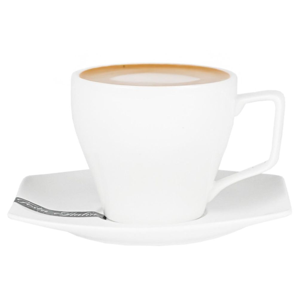 Porzellan Tasse mit Untertasse IZABELLA 220 ml – Elegantes Kaffeeset, Weiß