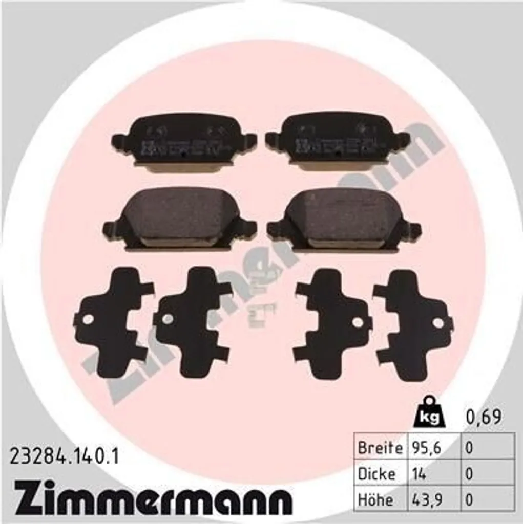 Zimmermann 23284.140.1 Plaquettes de Frein Corsa C et Tigra Twintop