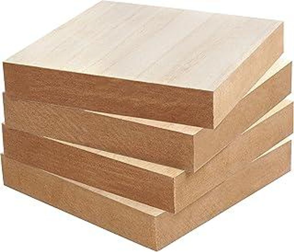 Belle Vous Naturbelassene Quadratische Holzplatten zum Basteln (4 Stk) - L15 x B15 x H2,5 cm - Leere Dicke Holzscheiben zum Basteln - Holzrohlinge ...