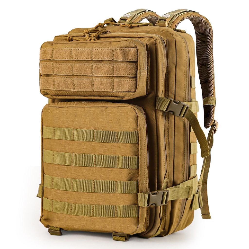 Militär rucksack 45L Taktischer Rucksack Wasserdicht, Survival Tactical backpack Für Wandern, Jagd, Trekking und andere Outdoor aktivitäte(Camel)