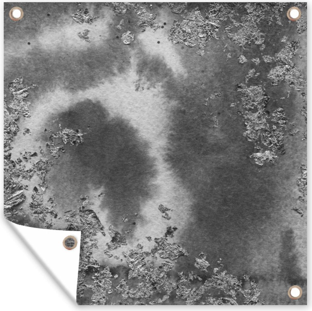 MuchoWow 100x100 cm Outdoor-Poster Gartendeko Sichtschutz Garten Poster für den Garten Silber - Glitter - Abstrakt