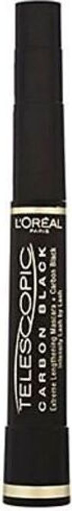 A black mascara tube with gold accents and text.