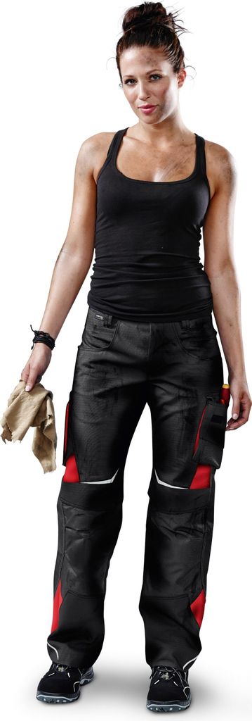 Kübler Pulsschlag Damenhose high schwarz/mittelrot Gr. 34