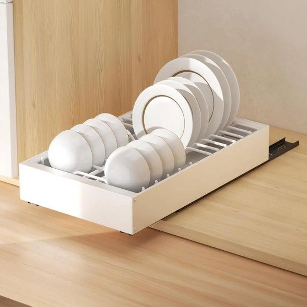 Panier coulissant télescopique en acier inoxydable blanc 25x42 cm