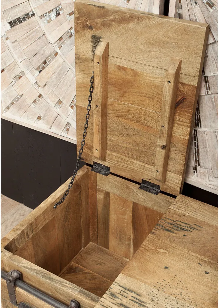 Table basse coffre de rangement 76x51 bois de manguier massif naturel
