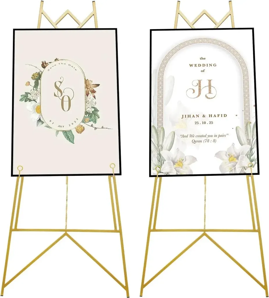 Chevalet de présentation en métal or taille M réglable en hauteur luxe