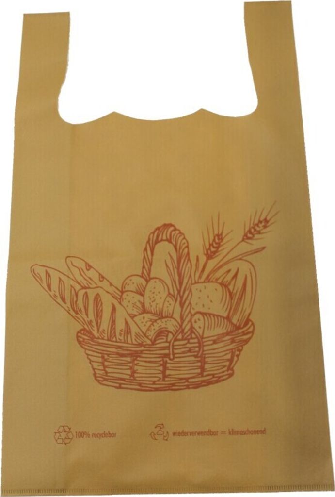 Hemdchen Tragetaschen "Bäcker" aus PP Vlies, 32 + 13 x 53 Produktbild 