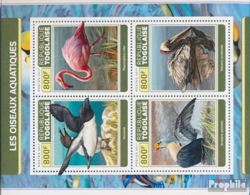 Briefmarken Togo 2017 Mi 8194-8197 Kleinbogen (kompl. Ausgabe) postfrisch Wasservögel