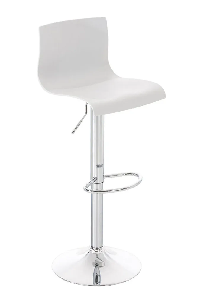 Tabouret de bar CLP Hover en plastique blanc et métal chromé robuste