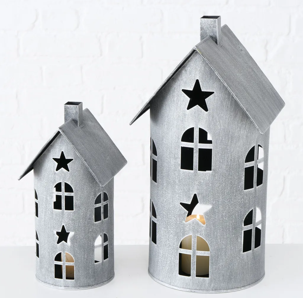 Set 2 Lanterne LUZERN a Casa Rotonda in Ferro Grigio - Design Esclusivo