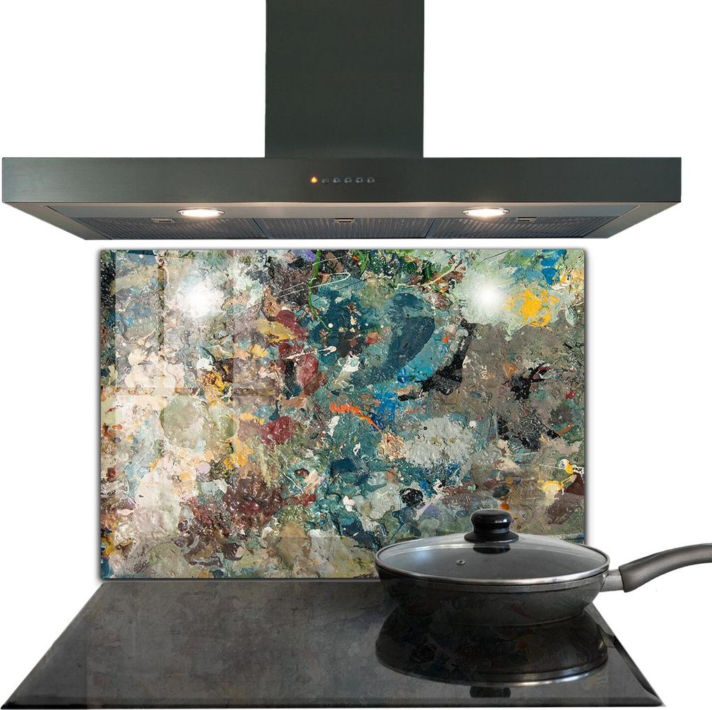 Spritzschutz aus Glas Küchenrückwand - Wandschutz für Herd und Spüle - 80x60 cm - Ölfarbe Textur