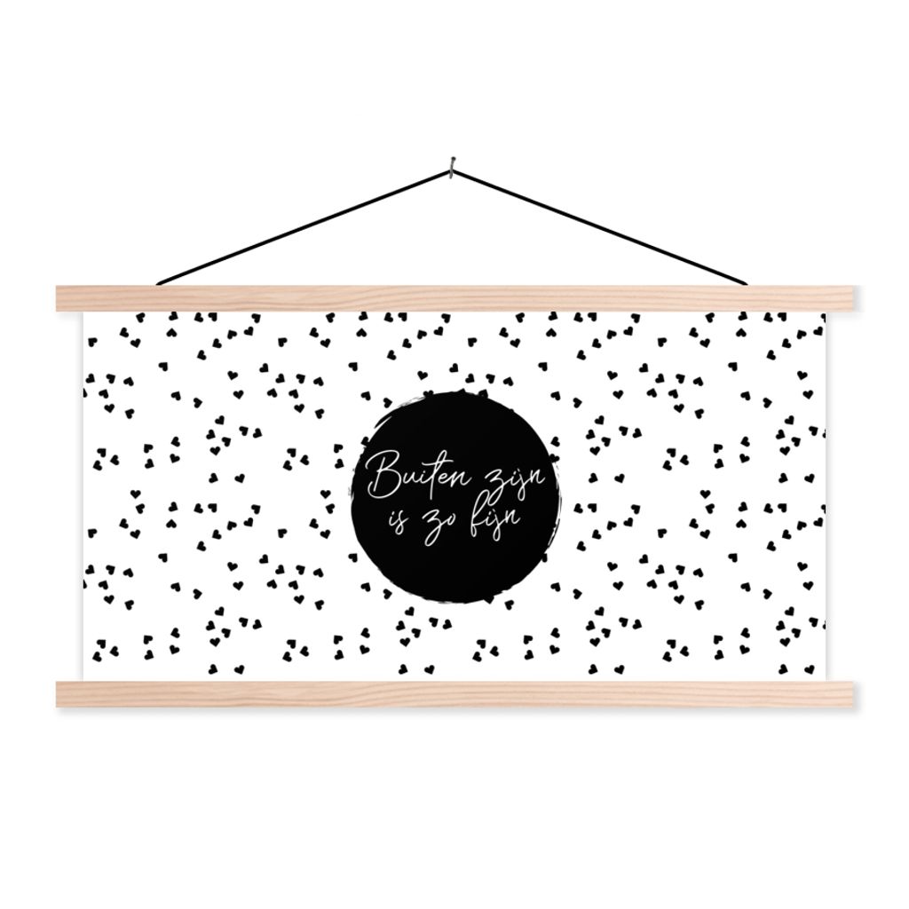 MuchoWow Textilposter Draußen sein ist so schön - Text - Garten - Zitate 60x30 cm mit holzfarbenen Rahmen - Dekoration
