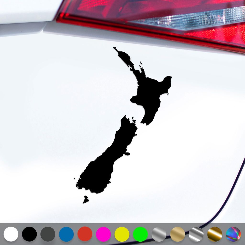 PantherPixel Neuseeland Aufkleber Umriss Kontur Reisen Kiwis Sticker Auto Geschenkidee Farbe Schwarz