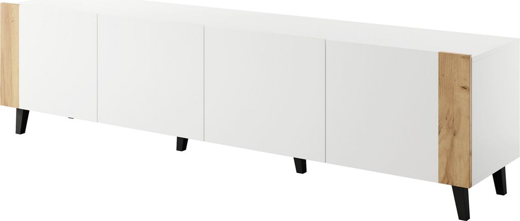 TV Schrank FARGO 200 cm 4D WEIß MATT / CRAFT EICHE mit Produktbild 