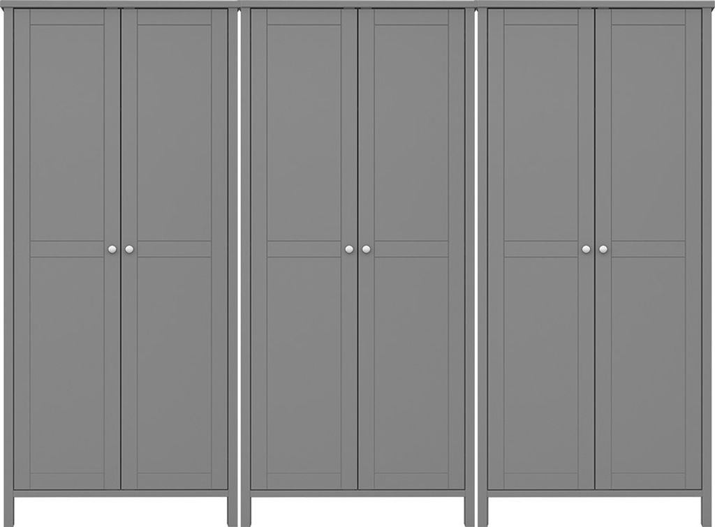 Tromsø Kleiderschrank 6 Türen grau.