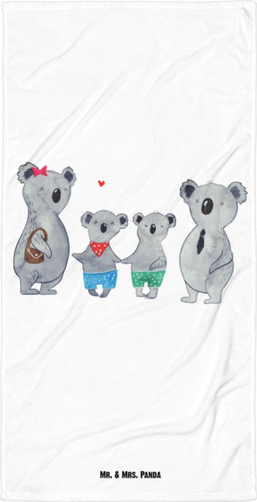 Mr. & Mrs. Panda Handtuch Koala Familie zwei - Weiß - Geschenk, Strandtuch, Zusammen, Koalabär, Badehandtuch, Strandlaken, Muttertag, Frottee-Han...