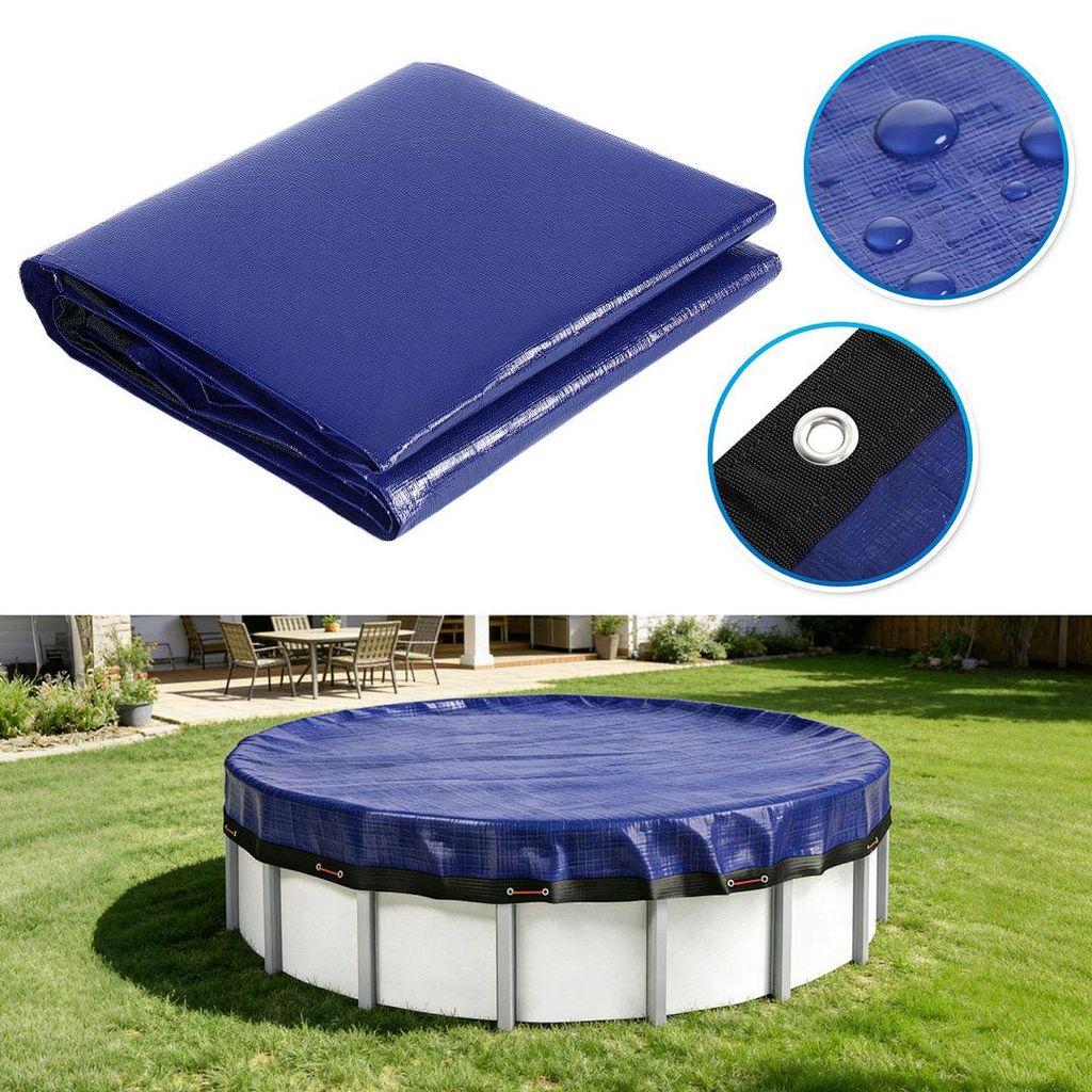 Ikodm Rund Poolplane für Pools bis Ø460 cm | Abdeckung Ø520 cm | 2-in-1 PE