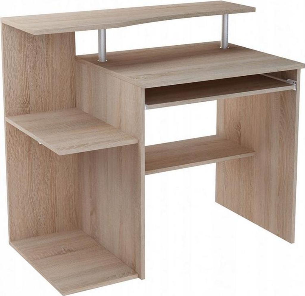 MATKAM Schreibtisch B1, H 91 x B 100 x T 58 cm, ausziehbare Ablage für Tastatur, Ablagebrett für Rechner (Sonoma Eiche)