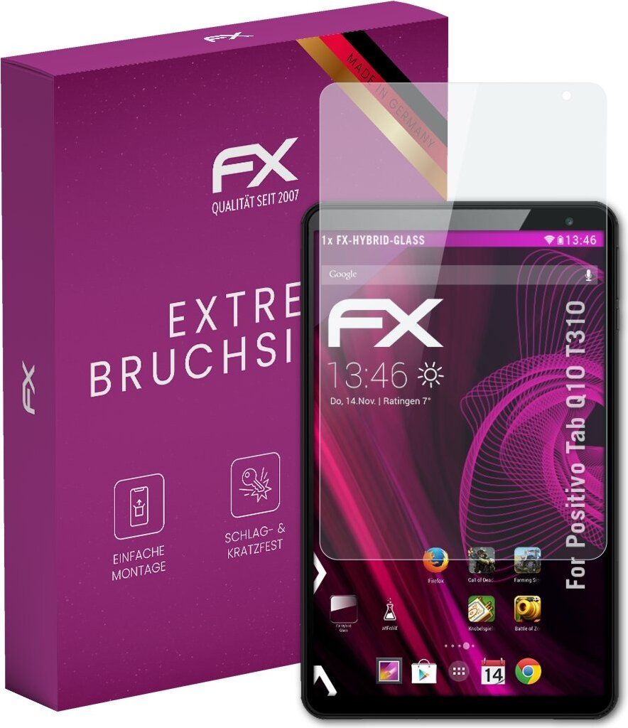 atFoliX FX-Hybrid-Glass Displayfolie kompatibel mit Positivo Tab Q10 T310 Glasfolie