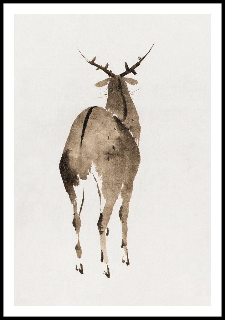 Plakat 61x90,5cm Hirsch, Hokusai Japanisch Vintage fürs Wohnzimmer