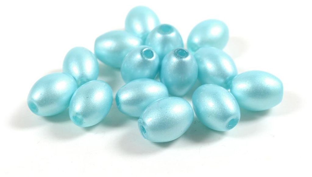Vintageparts ovale Glasperlen glänzend hellblau 8 x 10,9 mm Produktbild 