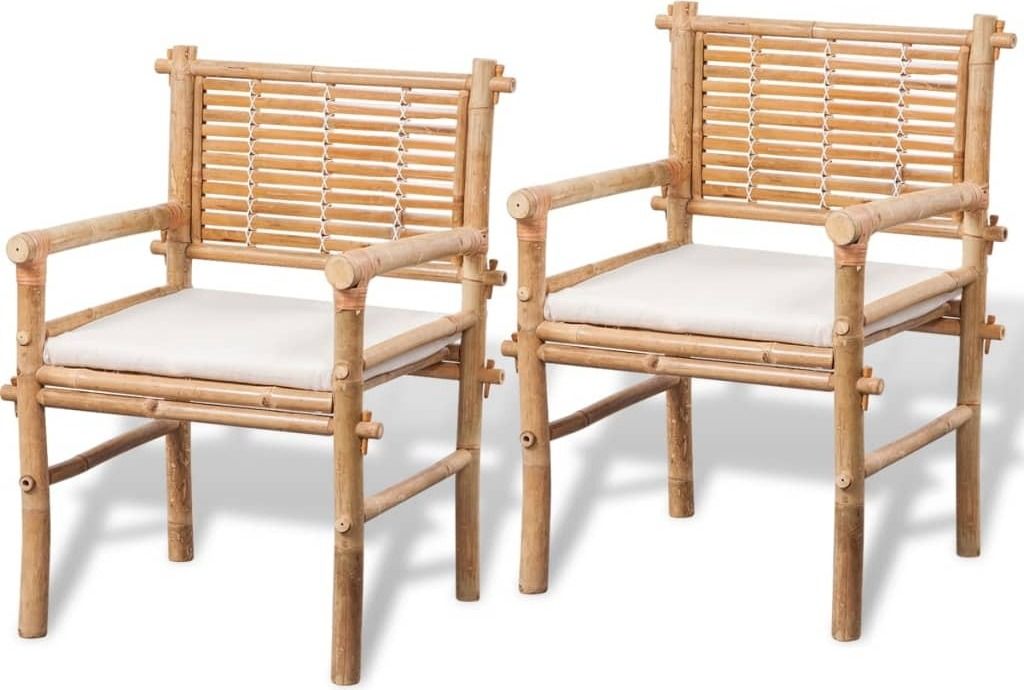 Möbel 3-tlg. Bistro-Set - CLORIS - Balkonmöbel/Tisch & stühle - mit Auflagen Bambus Top8972419