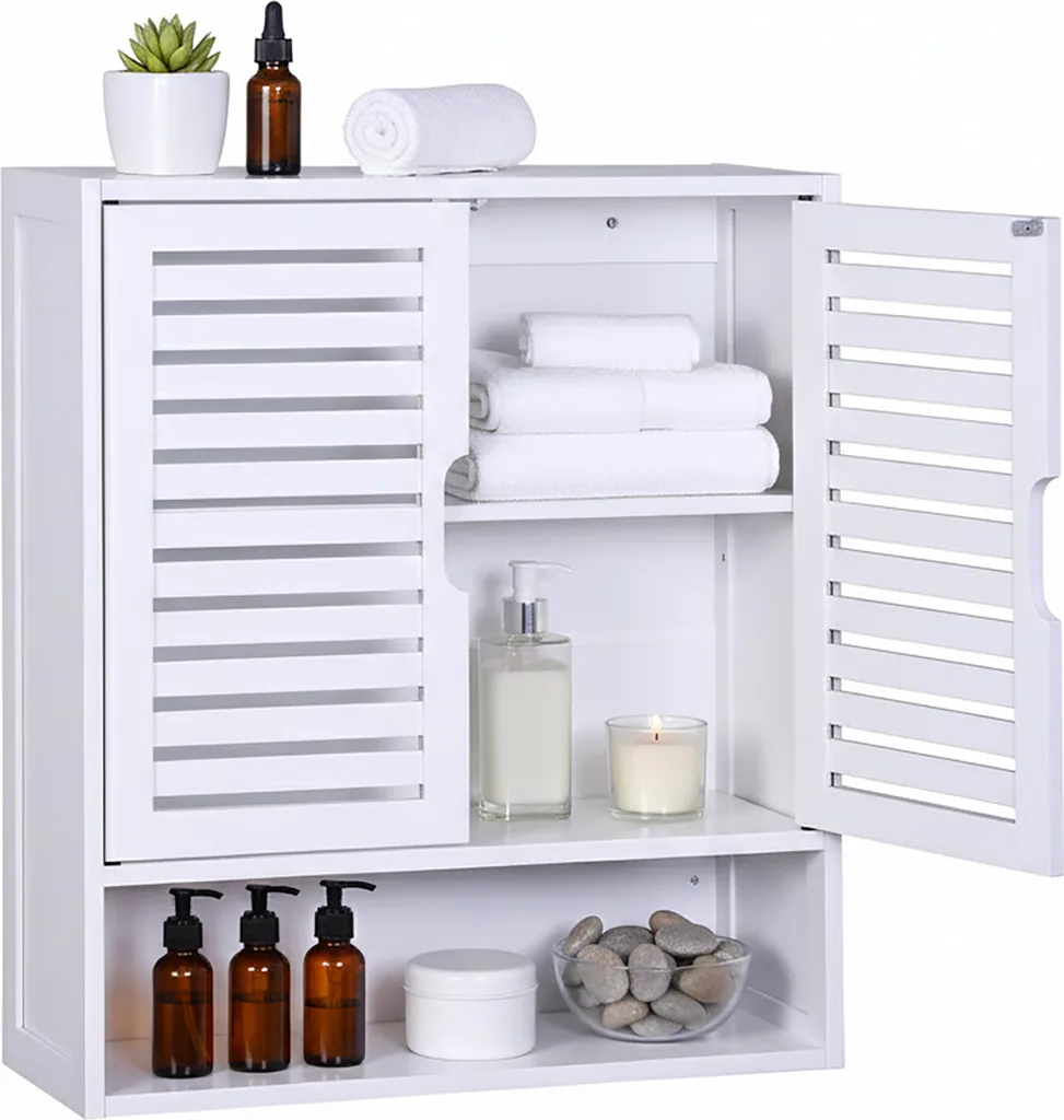 Pensile Bagno Noce Relaxdays 42cm | Armadietto Quadrato Grigliato