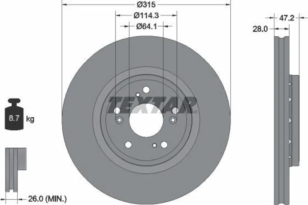 Disque de frein de rechange TEXTAR 92283303 pour SUV CR-V