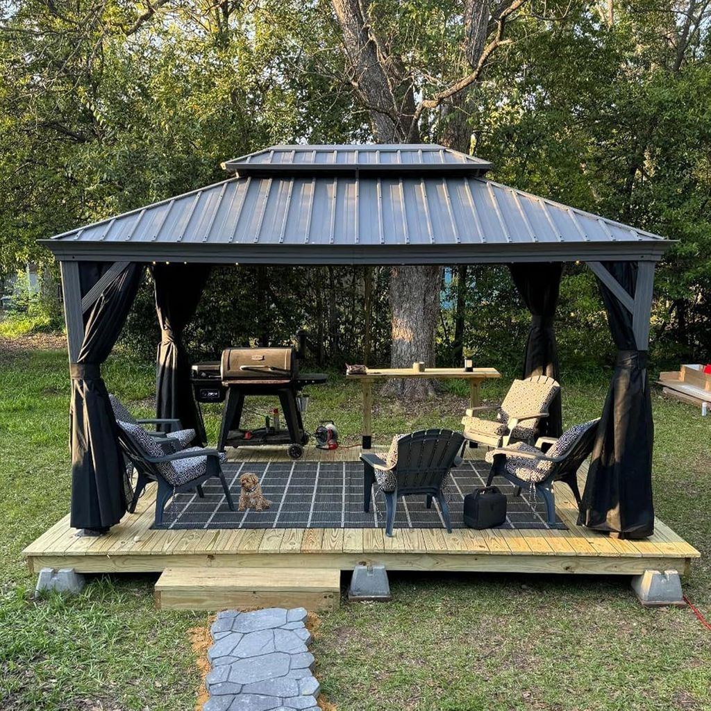 PURPLE LEAF Hardtop Pavillon 3x4.25m wasserdicht winterfest und stabil für den Garten,Hellgrau