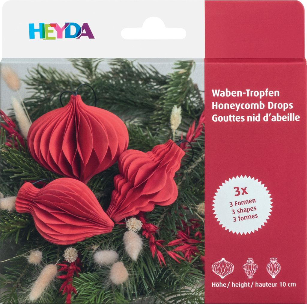 HEYDA Wabendekor-Set "Waben-Tropfen" rot 3 Stück Produktbild 