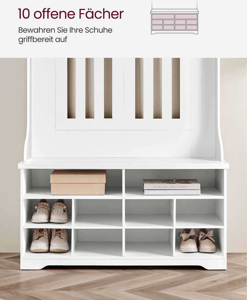 VASAGLE Garderobenständer mit Schuhbank, Garderobe, Produktbild 8