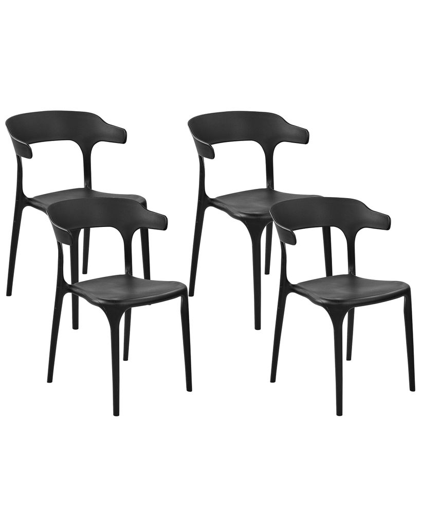 BELIANI Esszimmerstuhl 4er Set Schwarz Kunststoff Stapelbar Produktbild 