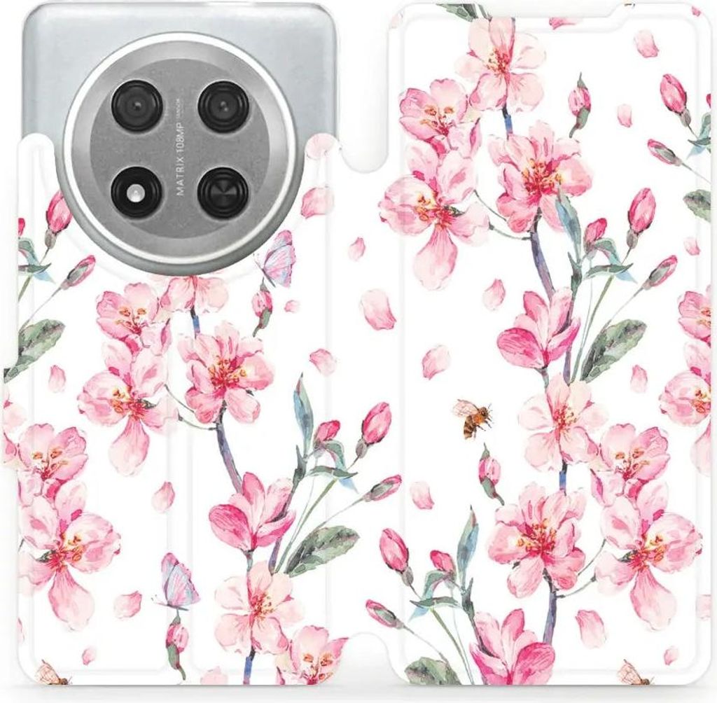 Handyhülle mit klappe für Honor Magic7 Lite, Mobiwear Book, Rosa Frühling