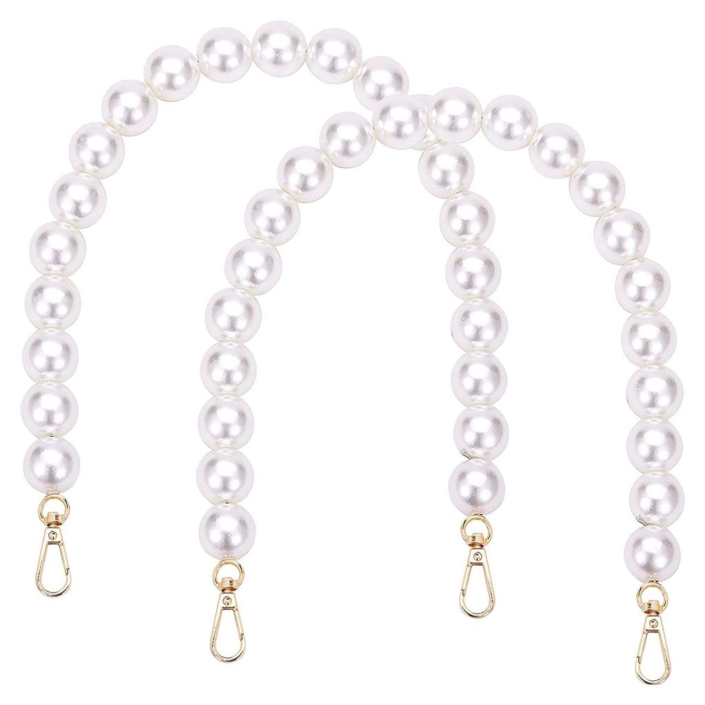 Perlen-Taschenkette 40 cm, 2 Stück, weiß, für Handtaschen
