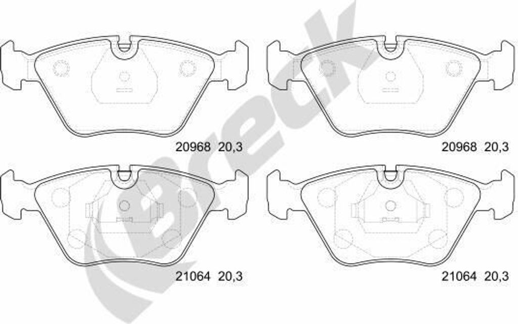 BRECK Bremsbeläge Satz Vorne Bremsklötze für BMW 3 Coupe (E46) 20968 10 701 00