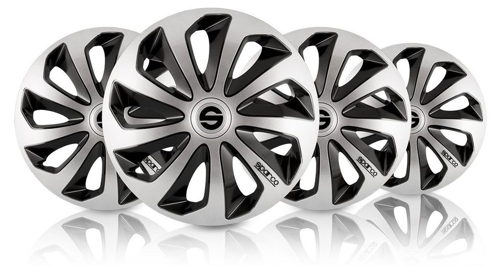 14" Zoll Radkappen Schwarz Silber Radzierblenden Radblenden Produktbild 